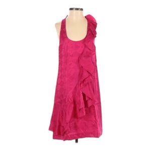 Ali Ro Pink Ruffle Silk Cocktail Party Dress Size 0‎ Racerback Scoop Neck Mini